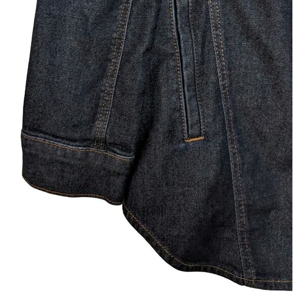 Chico's Dark Wash Denim Shirt Jacket Shacket Cotton Lyocell Blend Size Medium - Picture 3 of 10